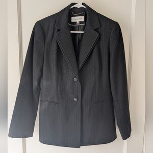 Calvin Klein Women's Charcoal Pinstripe Two-Button Blazer